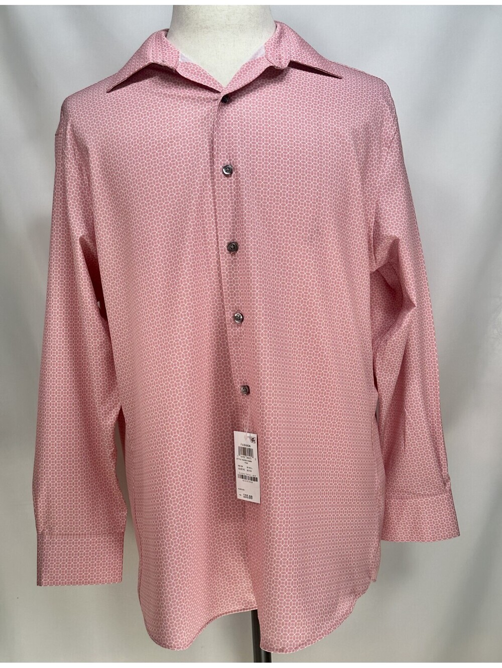 Alfani Slim Fit Patterned Long Sleeve Button Down Pink Men L